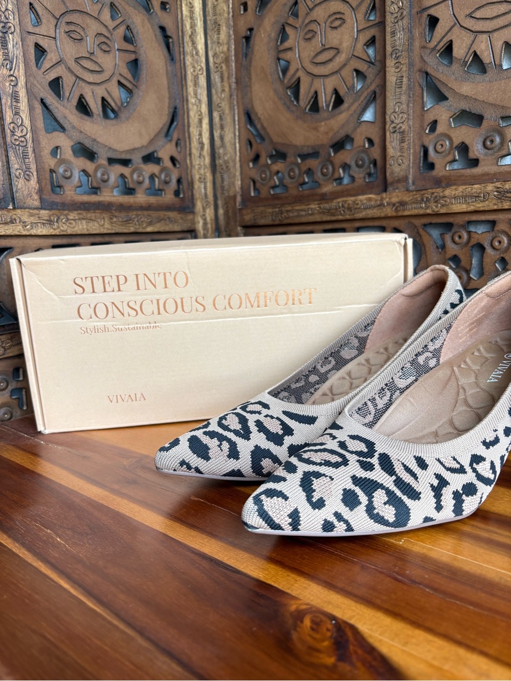 VIVAIA Wedges Leopard-Print Pointed Toe w/ Original Shoebox EUC -Size 10.5